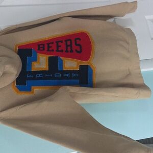 Men's Friday Beers Beige Embroideted Hoodie